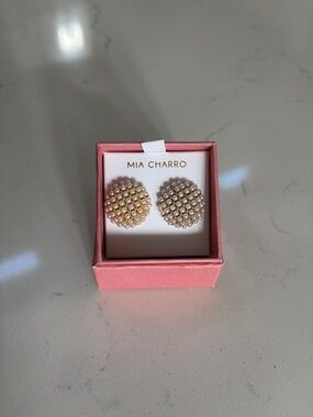 Mia Charro Gold Pearl Cluster Stud Earrings